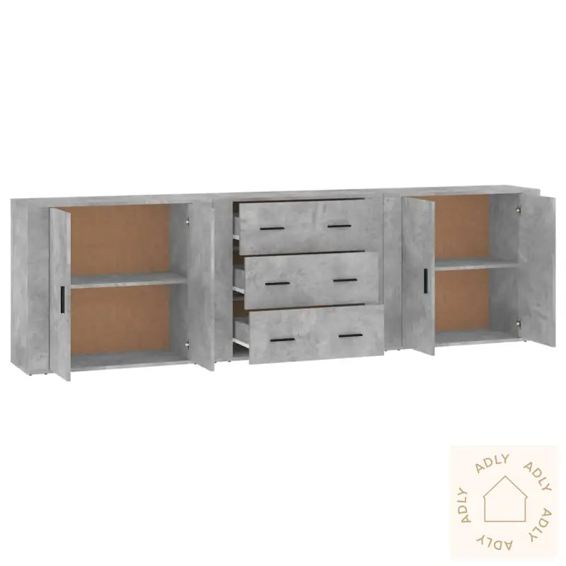 Skjenker 3 Stk Betonggrå Konstruert Tre