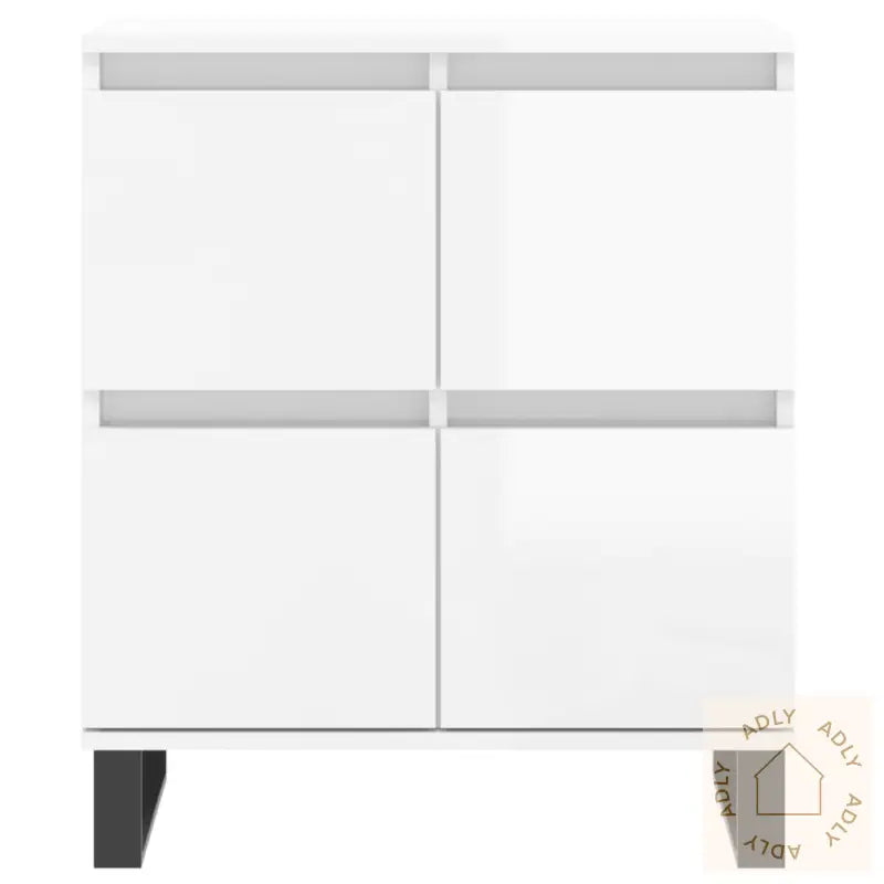 Skjenker 2 Stk Høyglans Hvit Konstruert Tre