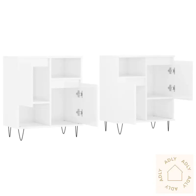 Skjenker 2 Stk Høyglans Hvit Konstruert Tre