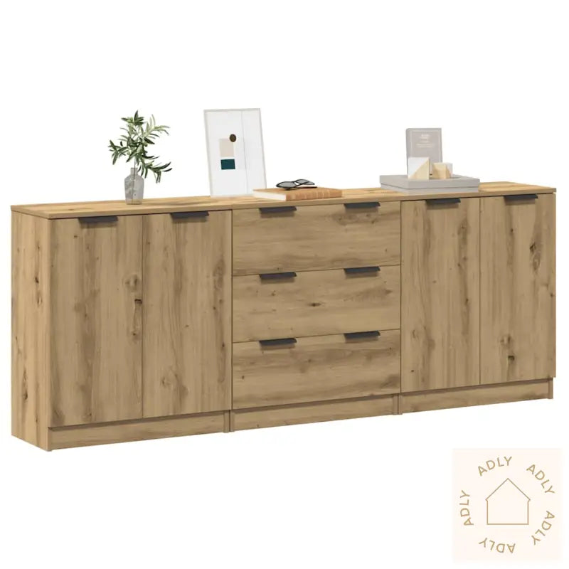 Skjenker 3 Stk Brun Eik 60X30X70 Cm Konstruert Tre