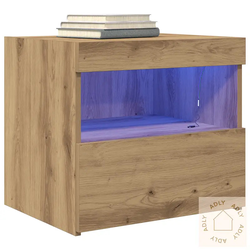 Nattbord Med Led-Lamper 2 Stk Artisan Eik 50X40X45 Cm