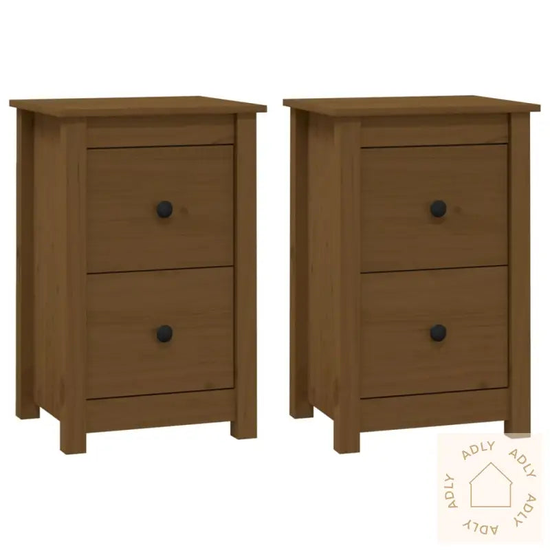 Nattbord 2 Stk Honningbrun 40X35X61 Cm Heltre Furu