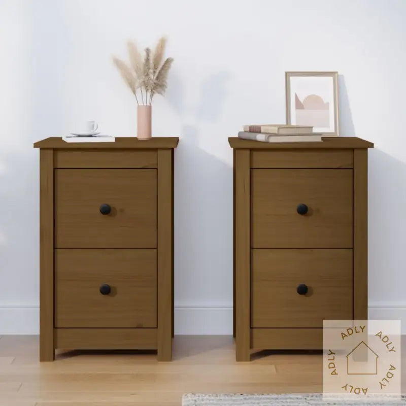 Nattbord 2 Stk Honningbrun 40X35X61 Cm Heltre Furu