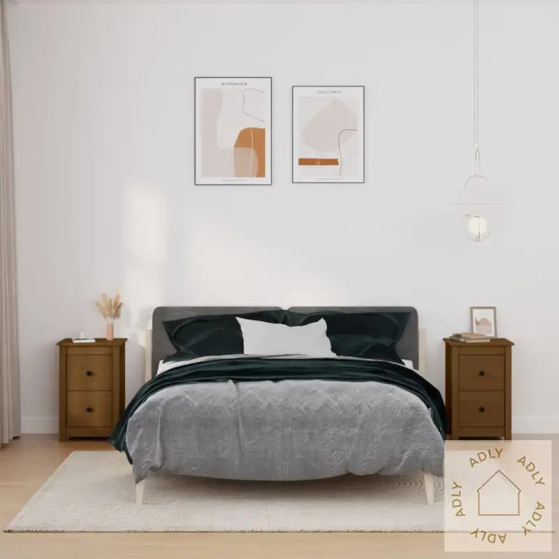 Nattbord 2 Stk Honningbrun 40X35X61 Cm Heltre Furu