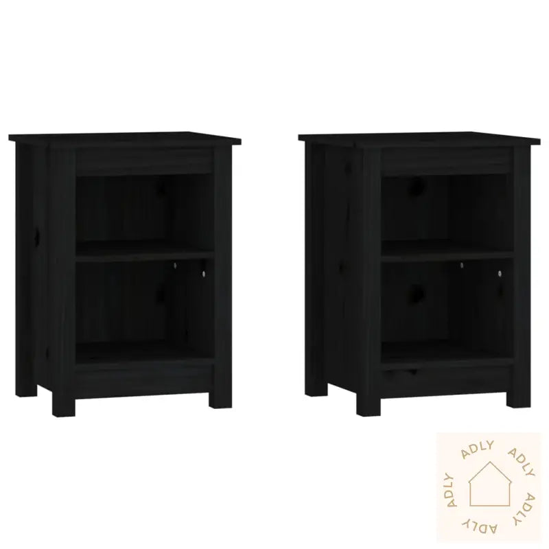 Nattbord 2 Stk Svart 40X35X55 Heltre Furu