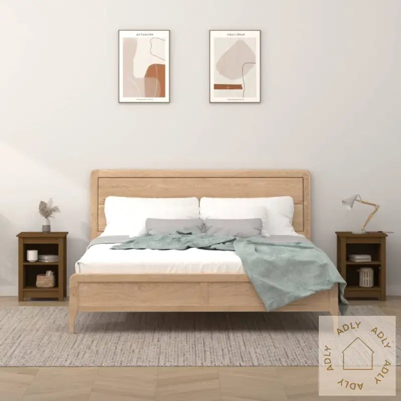 Nattbord 2 Stk Honningbrun 40X35X55 Cm Heltre Furu