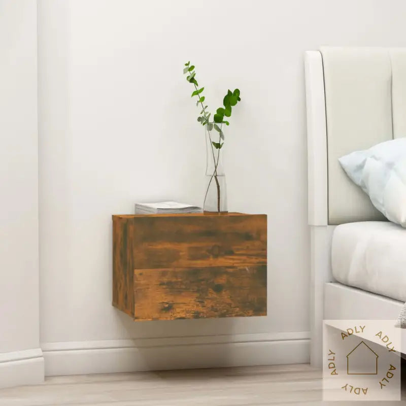 Nattbord 2 Stk Røkt Eik 40X30X30 Cm Konstruert Tre