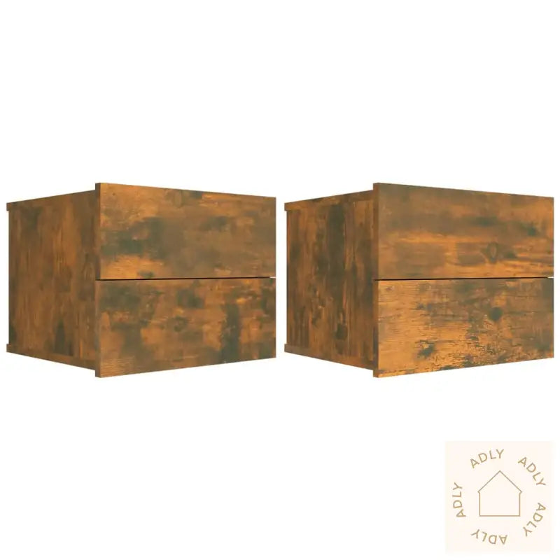 Nattbord 2 Stk Røkt Eik 40X30X30 Cm Konstruert Tre