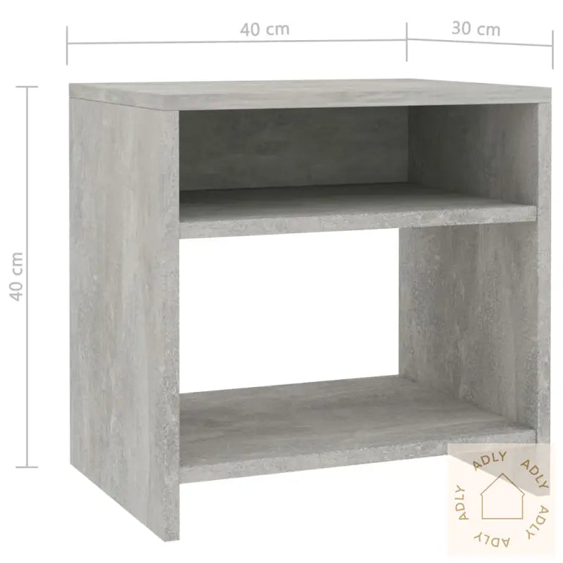 Nattbord 2 Stk Betonggrå 40X30X40 Cm Konstruert Tre