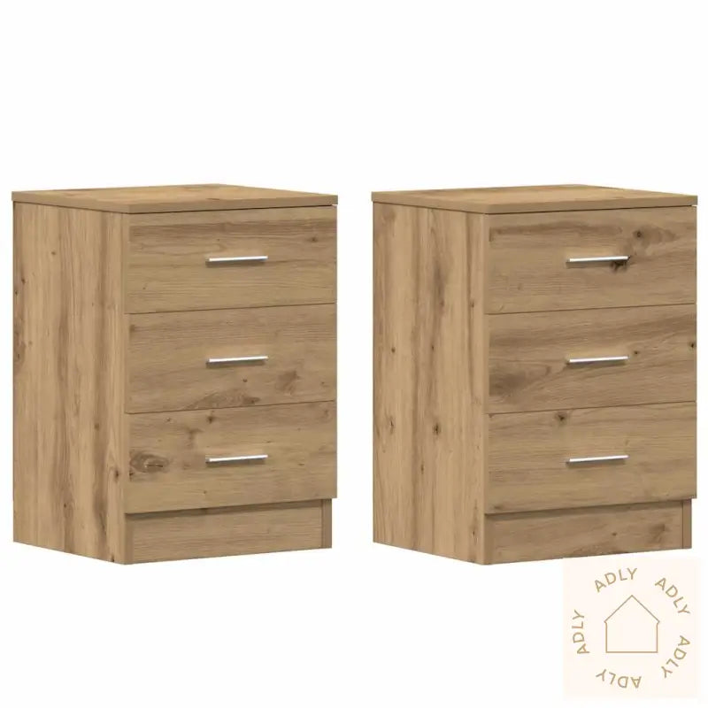 Nattbord 2 Stk Artisan Eik 38X35X55 Cm Konstruert Tre