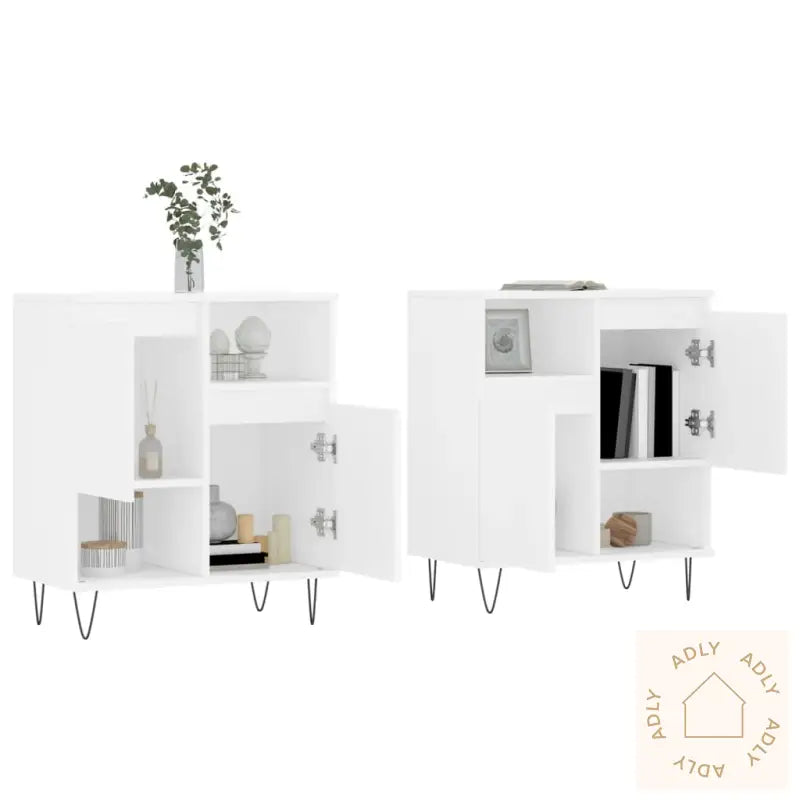 Skjenker 2 Stk Hvit Konstruert Tre