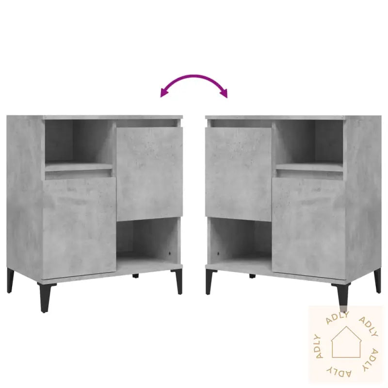 Skjenker 2 Stk Betonggrå 60X35X70 Cm Konstruert Tre