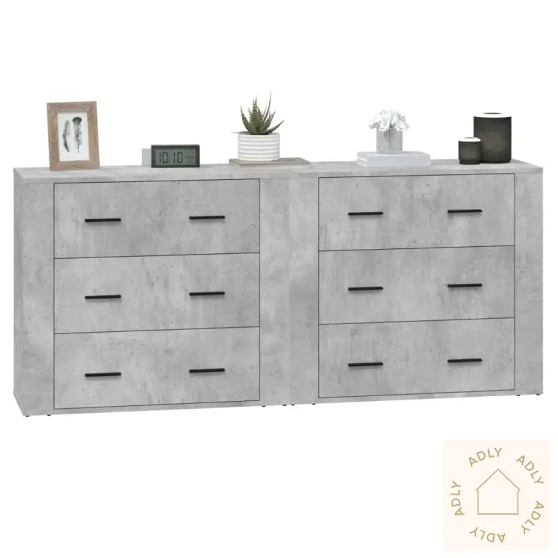 Skjenker 2 Stk Betonggrå Konstruert Tre