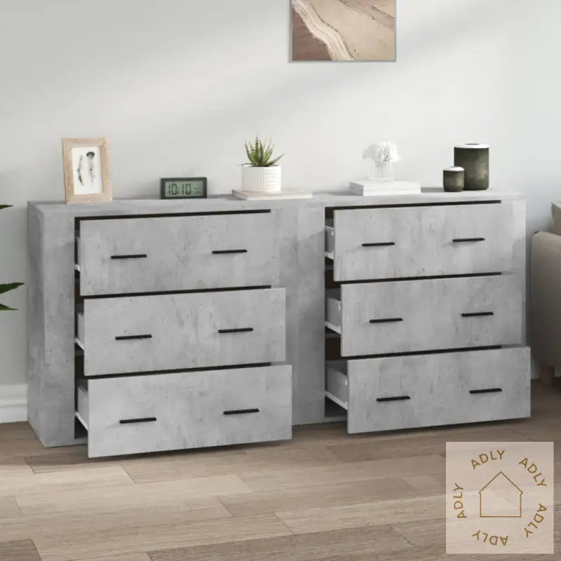 Skjenker 2 Stk Betonggrå Konstruert Tre