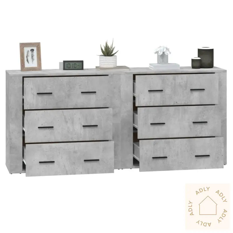 Skjenker 2 Stk Betonggrå Konstruert Tre