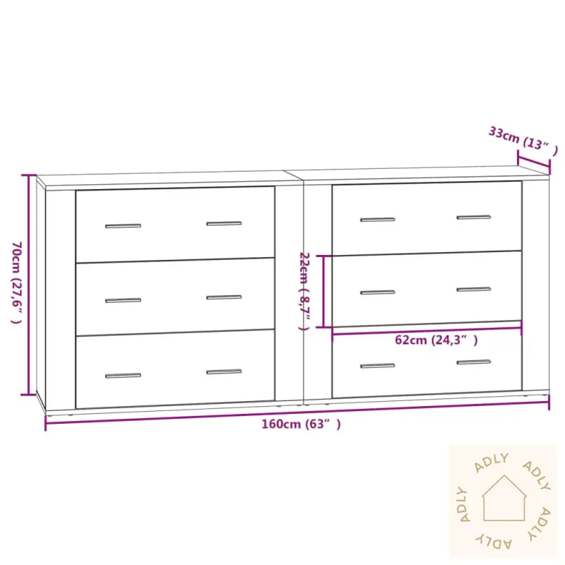 Skjenker 2 Stk Betonggrå Konstruert Tre
