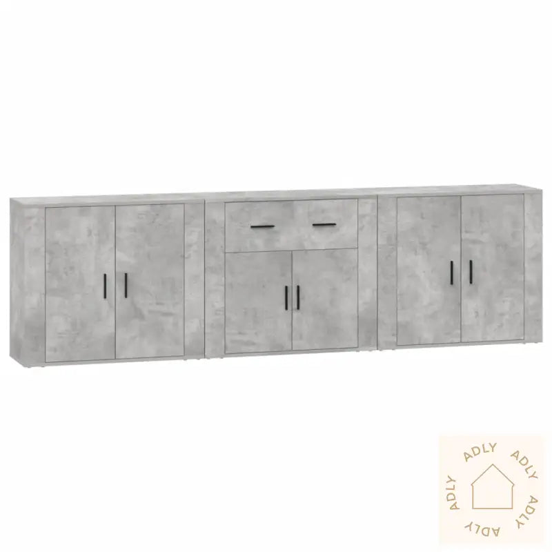 Skjenker 3 Stk Betonggrå Konstruert Tre