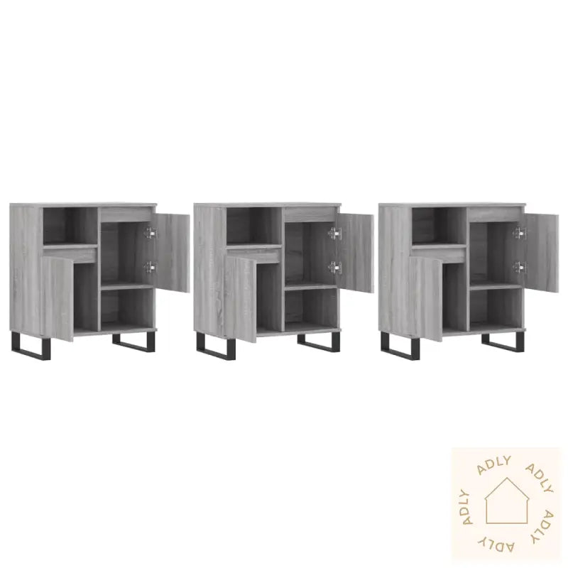 Skjenker 3 Stk Grå Sonoma Konstruert Tre