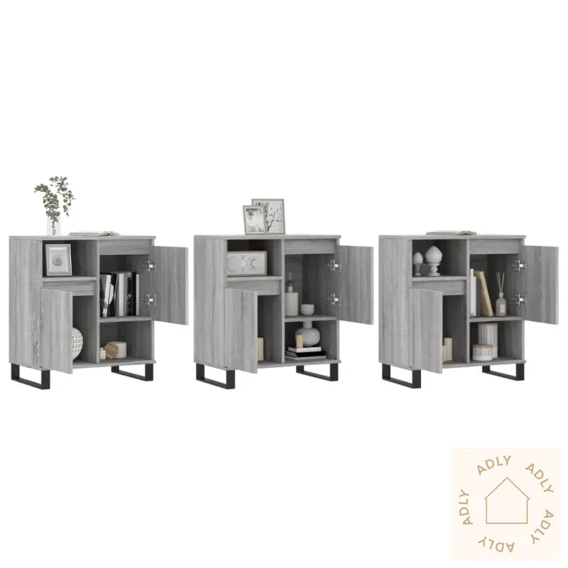 Skjenker 3 Stk Grå Sonoma Konstruert Tre