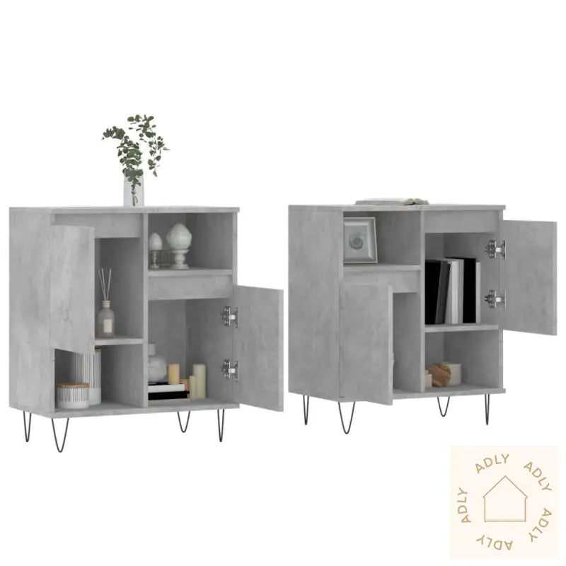 Skjenker 2 Stk Betonggrå Konstruert Tre