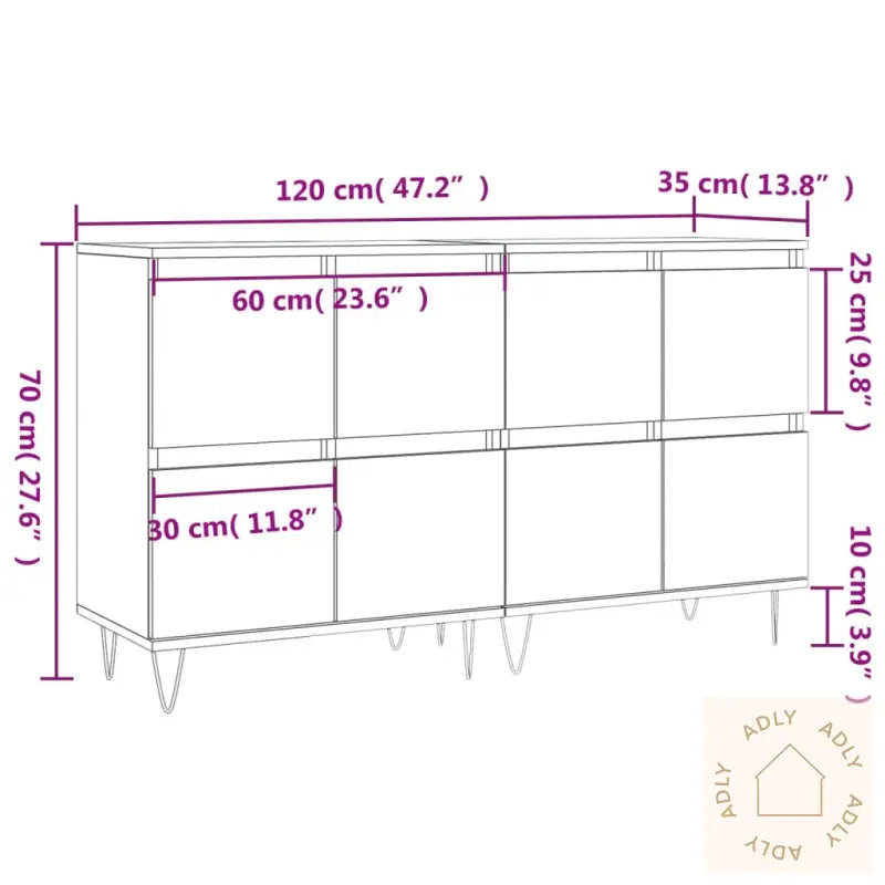 Skjenker 2 Stk Hvit Konstruert Tre
