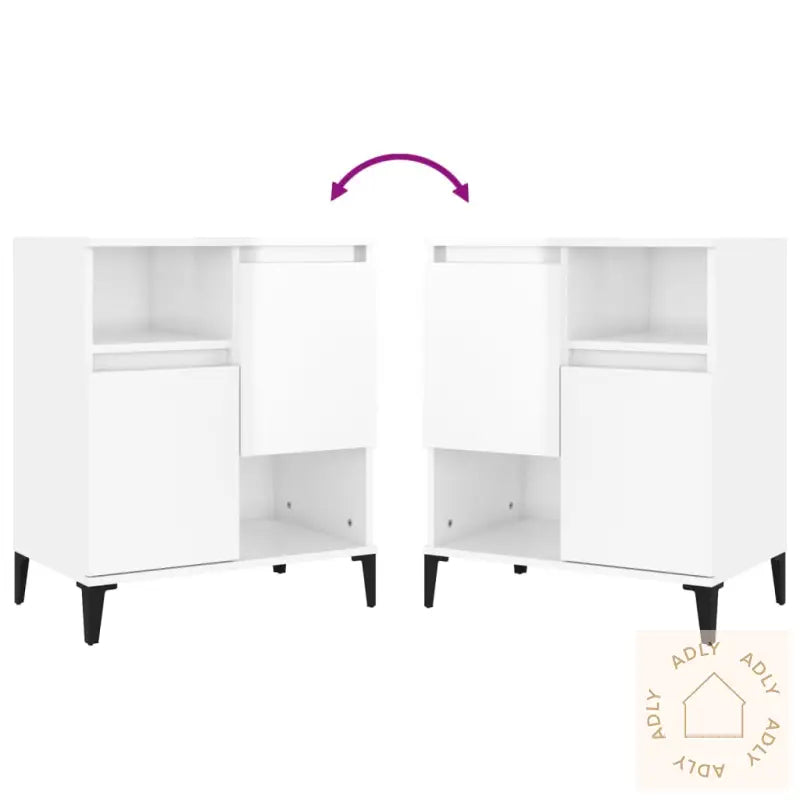 Skjenker 2 Stk Høyglans Hvit 60X35X70 Cm Konstruert Tre