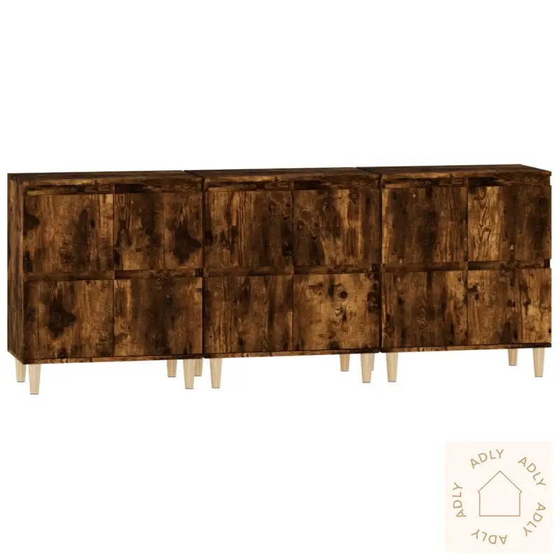 Skjenker 2 Stk Røkt Eik 60X35X70 Cm Konstruert Tre