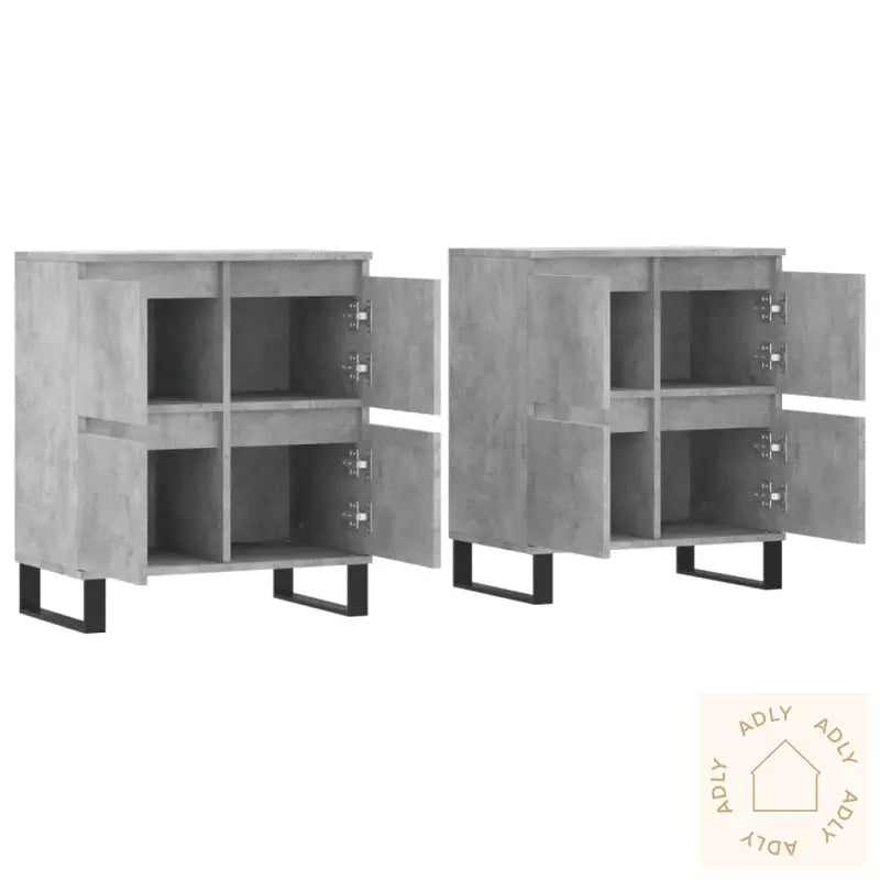 Skjenker 2 Stk Betonggrå Konstruert Tre