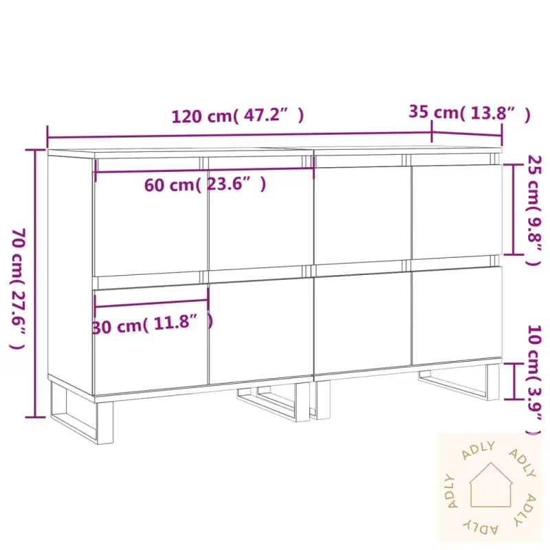 Skjenker 2 Stk Betonggrå Konstruert Tre