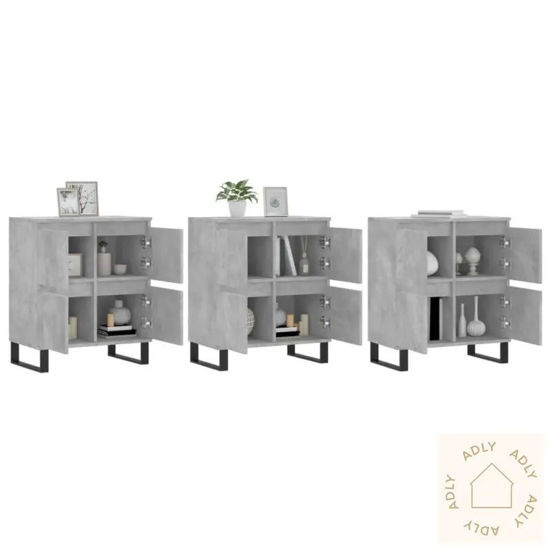 Skjenker 3 Stk Betonggrå Konstruert Tre