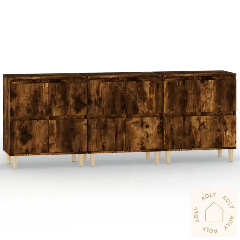 Skjenker 2 Stk Røkt Eik 60X35X70 Cm Konstruert Tre