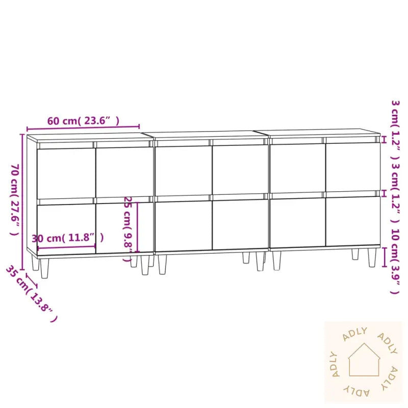 Skjenker 2 Stk Røkt Eik 60X35X70 Cm Konstruert Tre