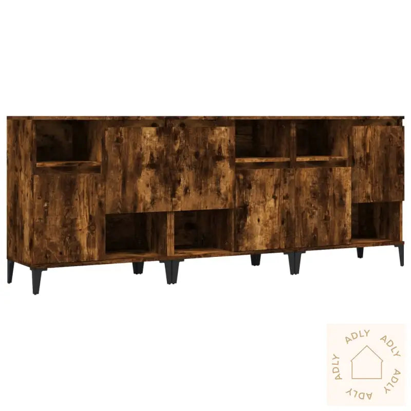Skjenker 2 Stk Røkt Eik 60X35X70 Cm Konstruert Tre