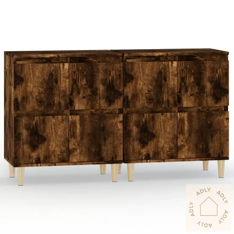 Skjenker 2 Stk Røkt Eik 60X35X70 Cm Konstruert Tre