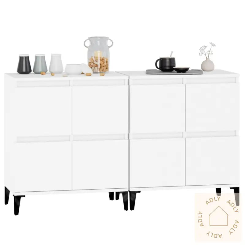 Skjenker 2 Stk Hvit 60X35X70 Cm Konstruert Tre