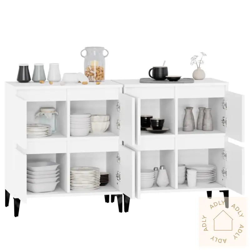 Skjenker 2 Stk Hvit 60X35X70 Cm Konstruert Tre