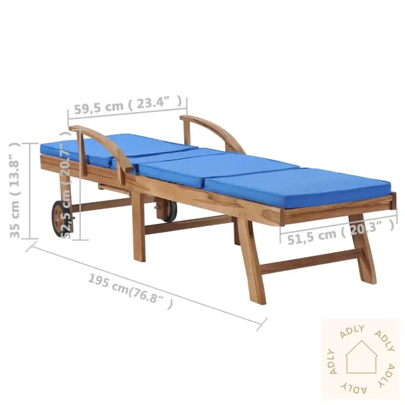 Solsenger Med Puter 2 Stk Heltre Teak Blå