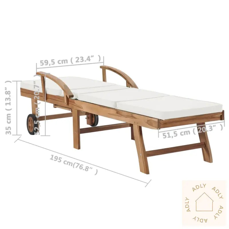 Solsenger Med Puter 2 Stk Heltre Teak Kremhvit