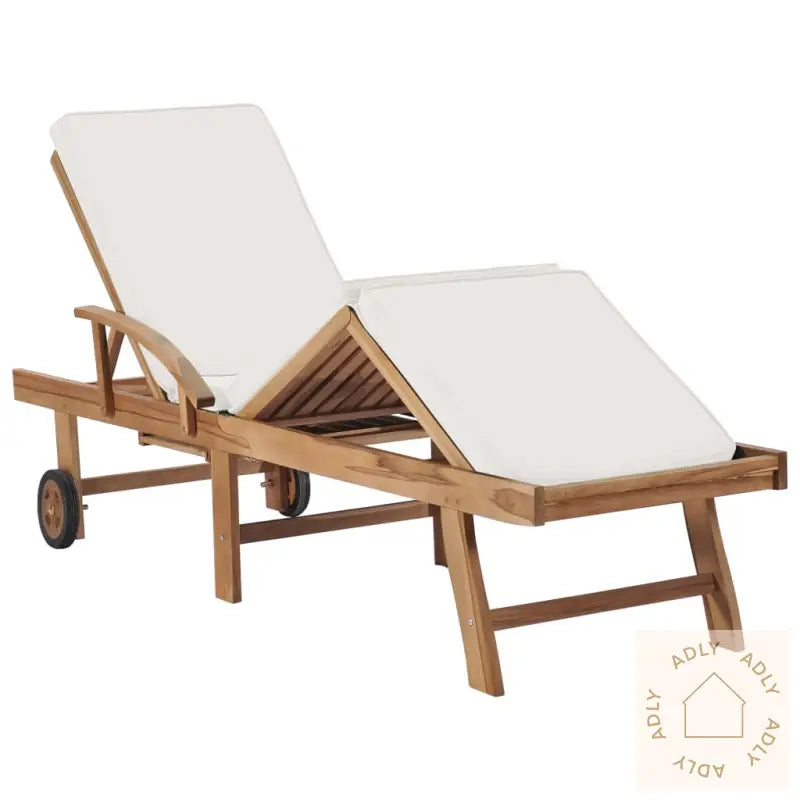 Solsenger Med Puter 2 Stk Heltre Teak Kremhvit