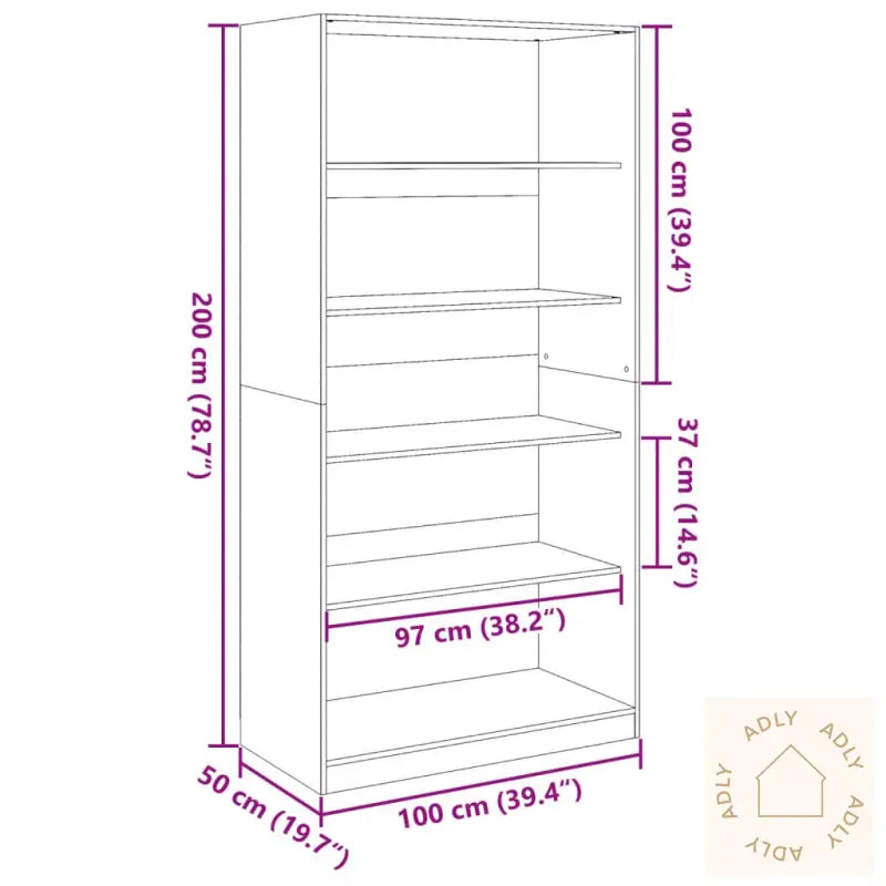 Garderobe Brun Eik 100X50X200 Cm Konstruert Tre