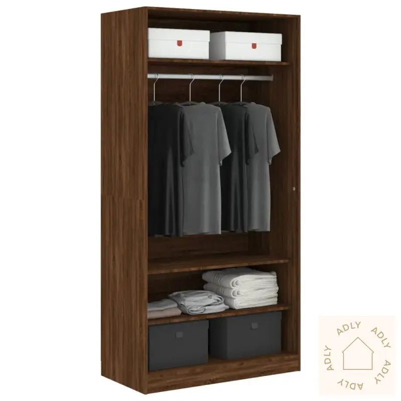 Garderobe Brun Eik 100X50X200 Cm Konstruert Tre