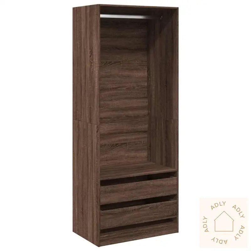 Garderobe Brun Eik 80X50X200 Cm Konstruert Tre