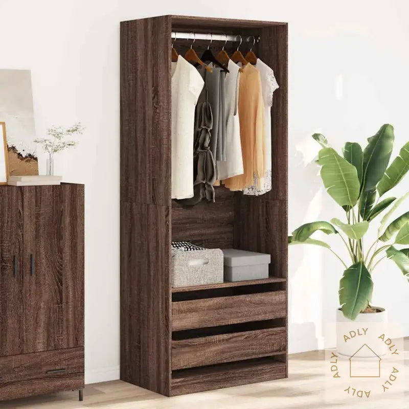 Garderobe Brun Eik 80X50X200 Cm Konstruert Tre