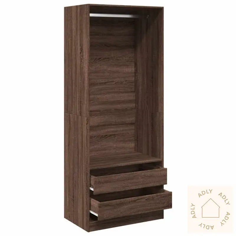 Garderobe Brun Eik 80X50X200 Cm Konstruert Tre