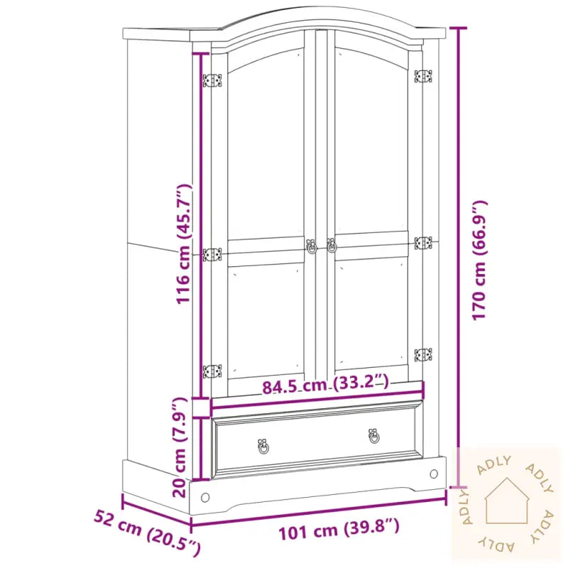 Garderobe Corona 101X52X170 Cm Heltre Furu