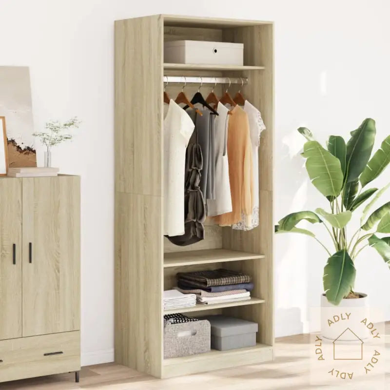 Garderobe Sonoma Eik 80X50X200 Cm Konstruert Tre