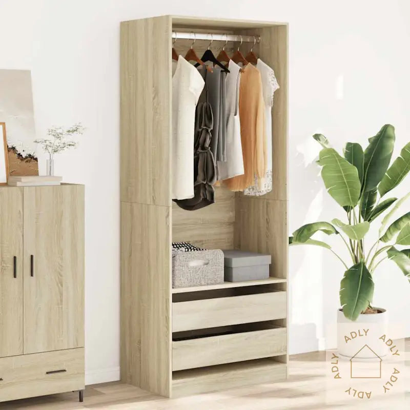 Garderobe Sonoma Eik 80X50X200 Cm Konstruert Tre