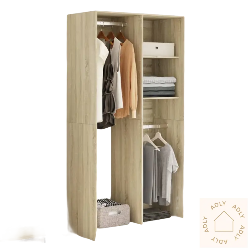 Light wood-grain garderobeskap i Sonoma Eik med stilrent design og hagemøbler look