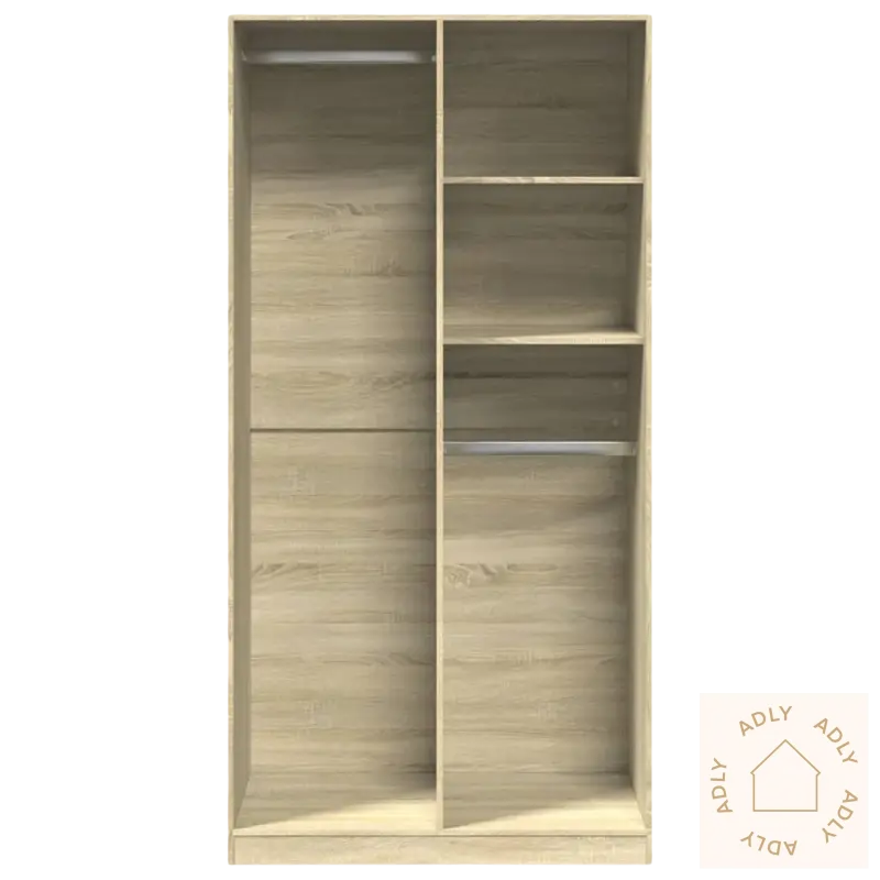 Wooden garderobeskap i sonoma eik med stilrent design og oppbevaringsmuligheter