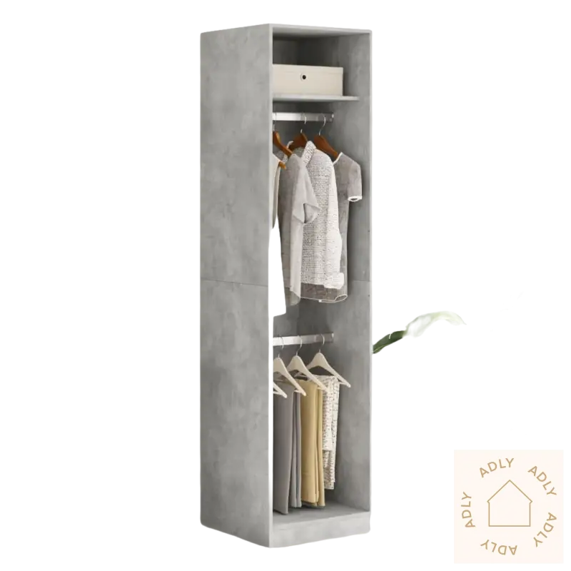 Gray garderobeskap solide med kompakt design og hengt klær for smart oppbevaring